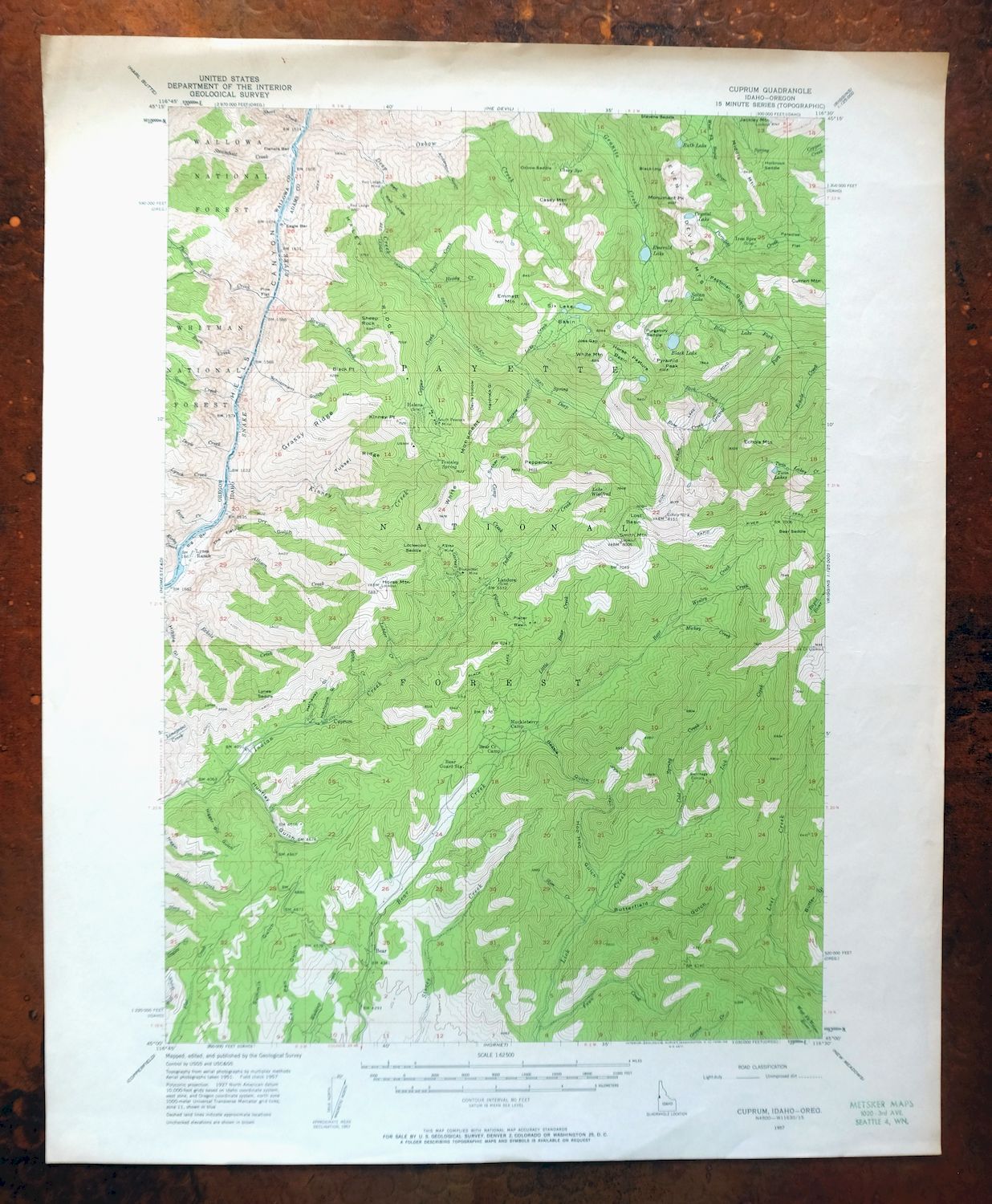 Cuprum Idaho USGS 15-Min Topographic Map 1958 Vintage