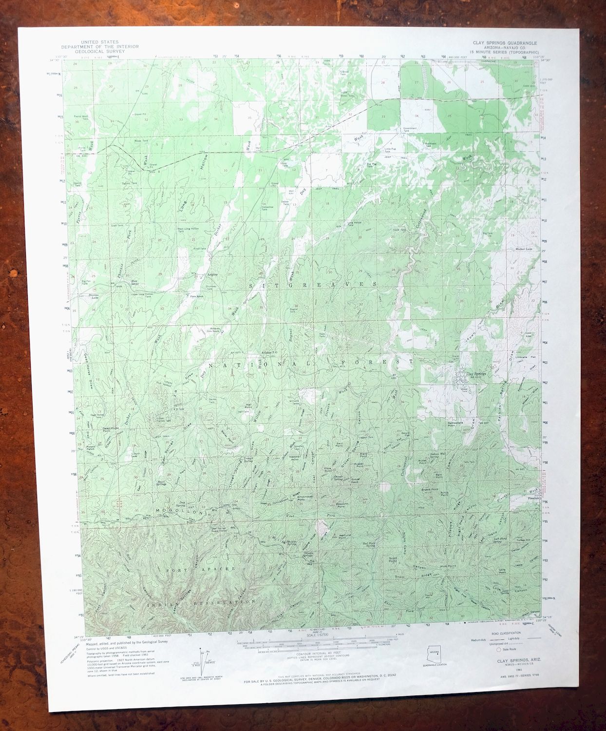 Clay Springs Arizona Pinedale Aripine USGS Topo Map 1971