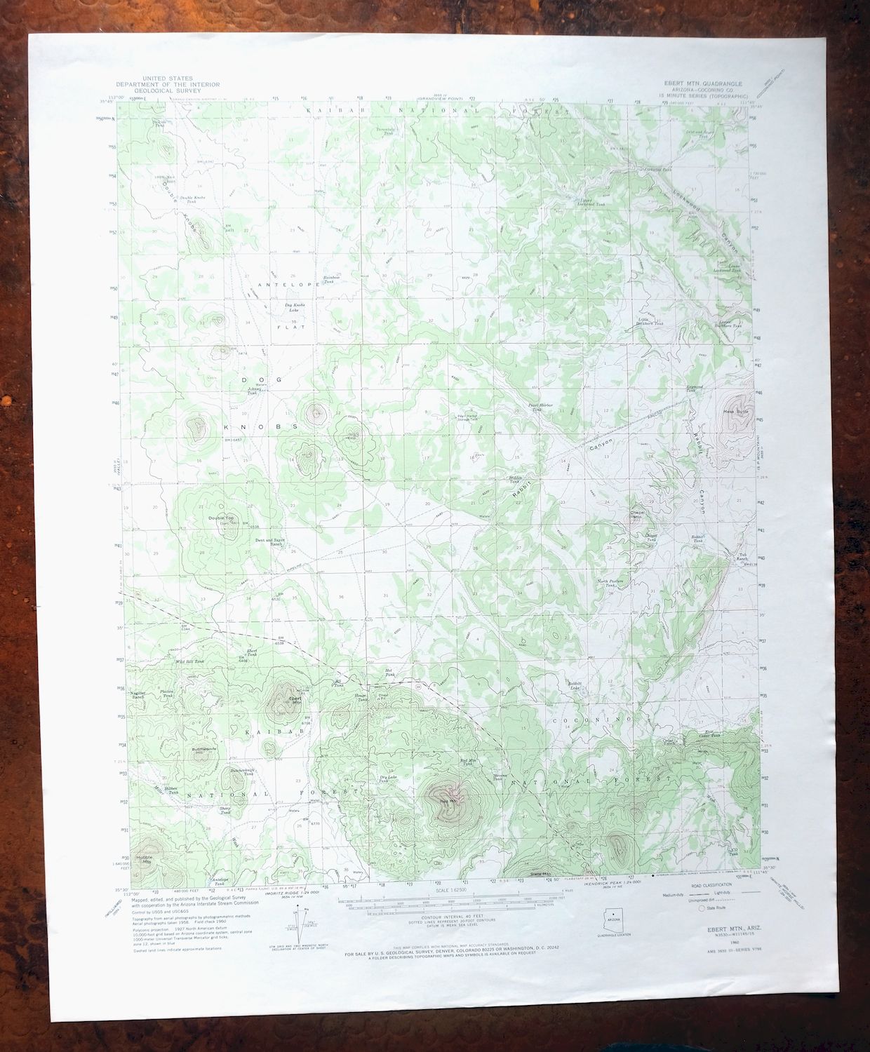 Ebert Mountain Arizona Red Mountain USGS Topo Map 1969