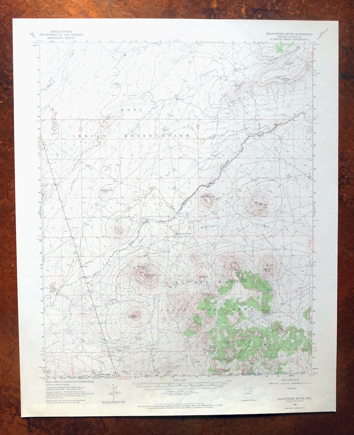 Egloffstein Butte Arizona Hopi Navajo USGS Topo Map 1968