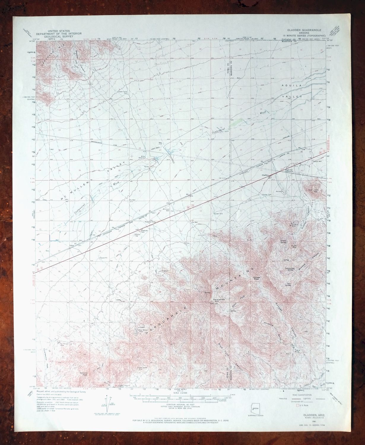 Gladden Arizona Aguila Valley USGS Topographic Map 1971