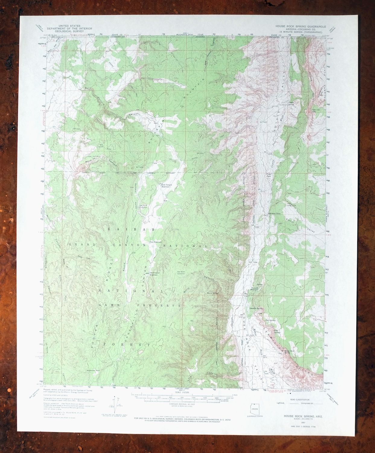 House Rock Spring Arizona USGS 15-Min Topo Map 1972 Vintage