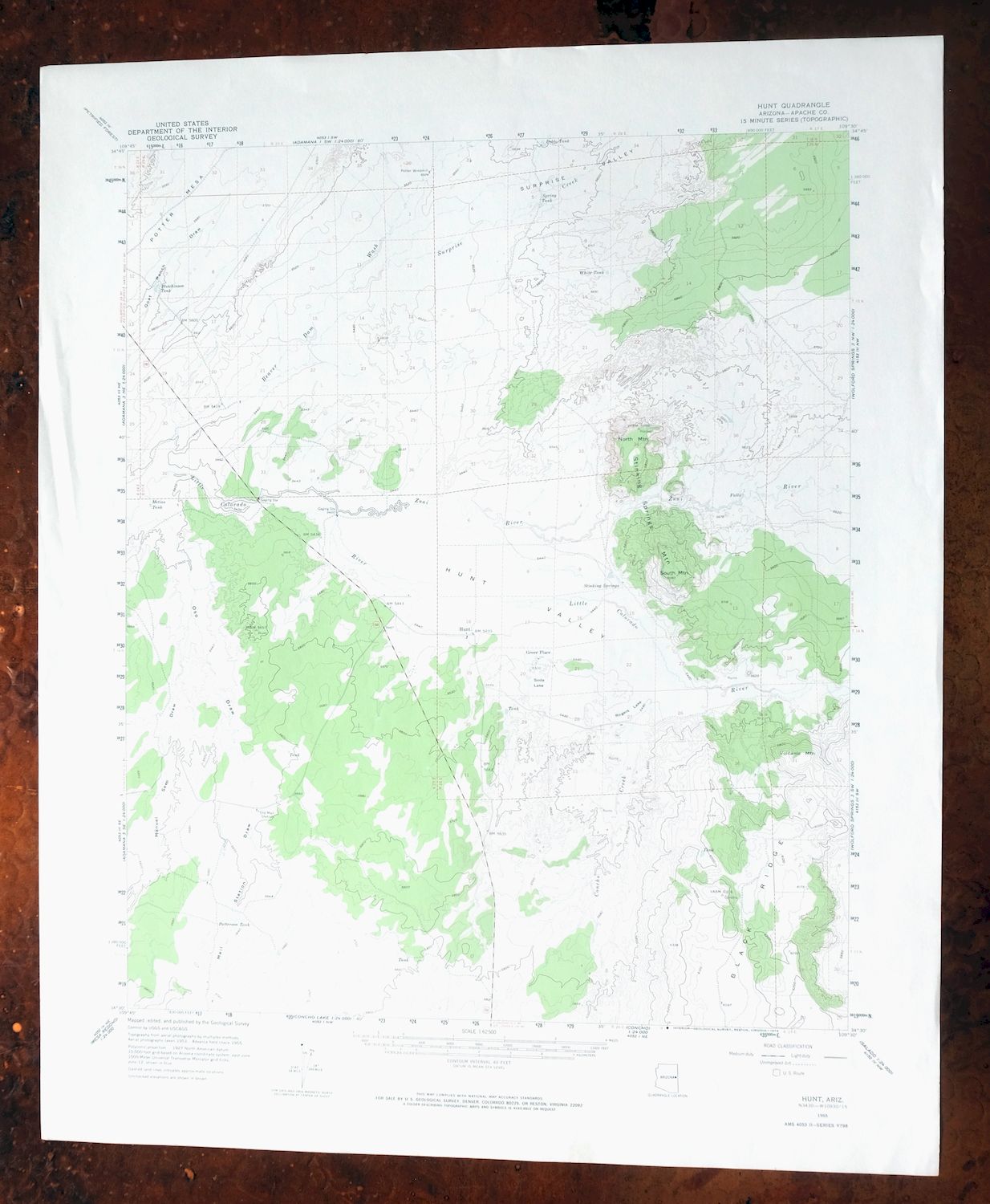 Hunt Arizona USGS 15-Min Topographic Map 1974 Vintage