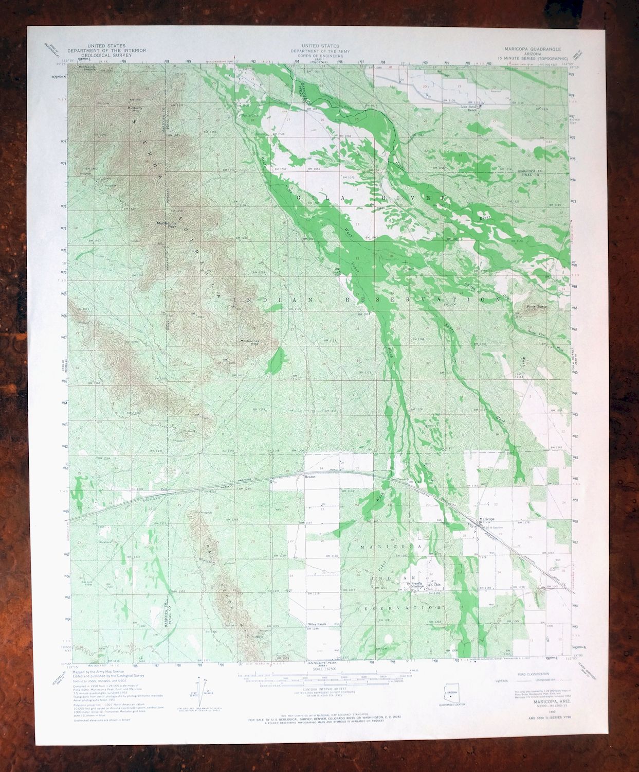 Maricopa Arizona Ak-Chin Village USGS Topo Map 1967 Vintage