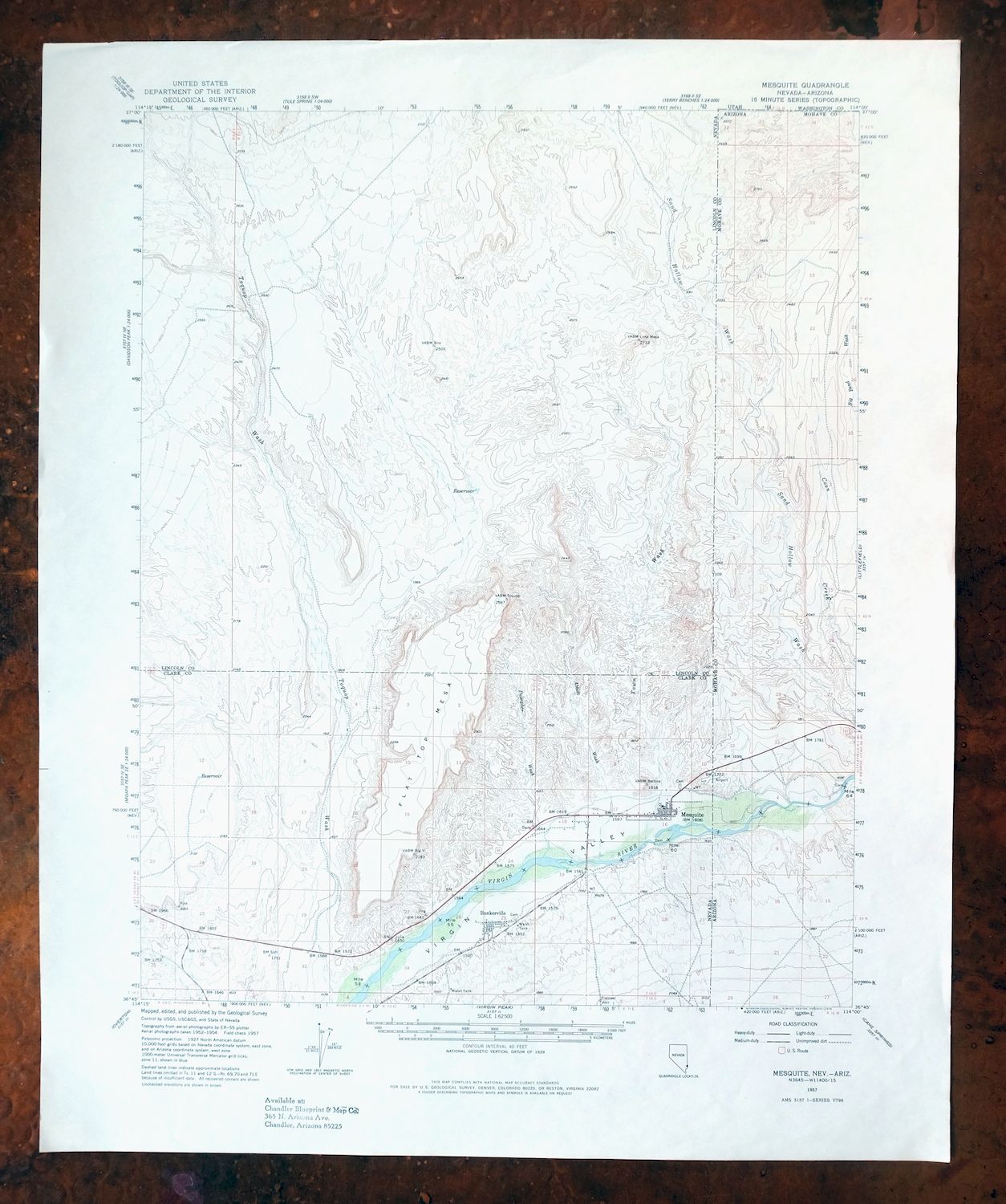 Mesquite Nevada Bunkerville USGS 15-Min Topographic Map 1978
