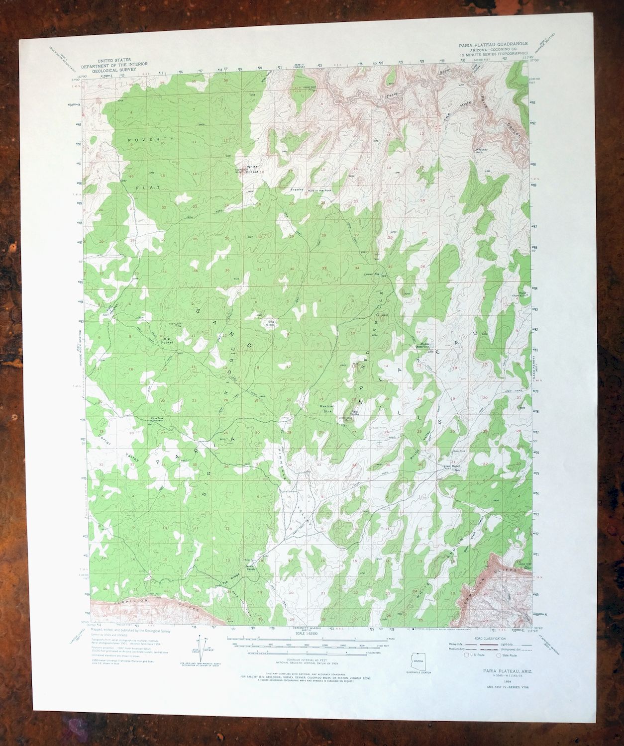 Paria Plateau Arizona Vermillion Cliffs USGS Topo Map 1978