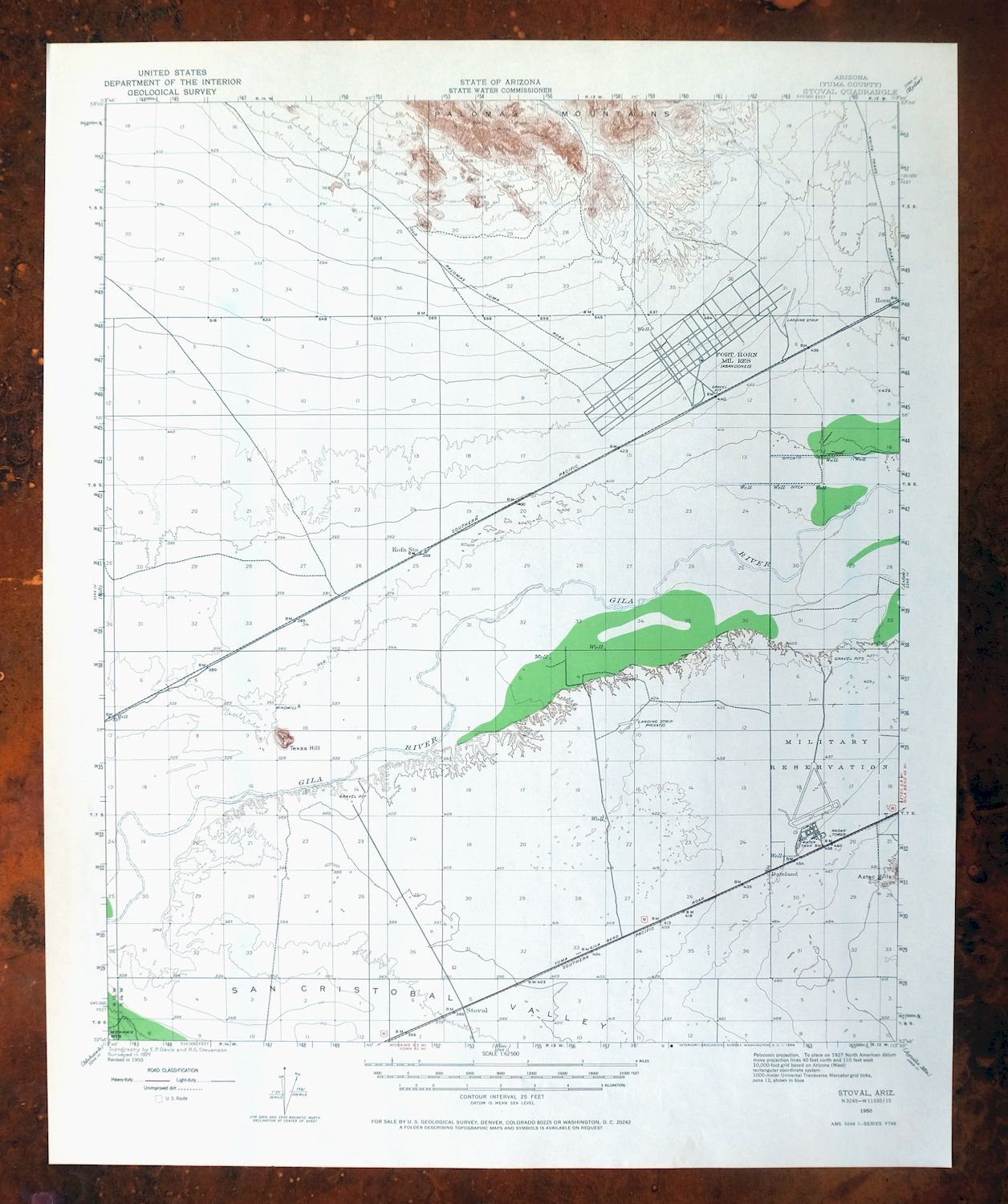 Stoval Arizona Kofa Horn USGS 15-Min Topo Map 1966 Vintage