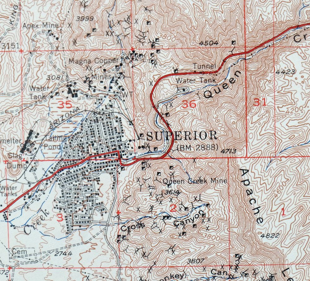 Superior Arizona Top-of-the-World USGS Topo Map 1957 Vintage - Image 4