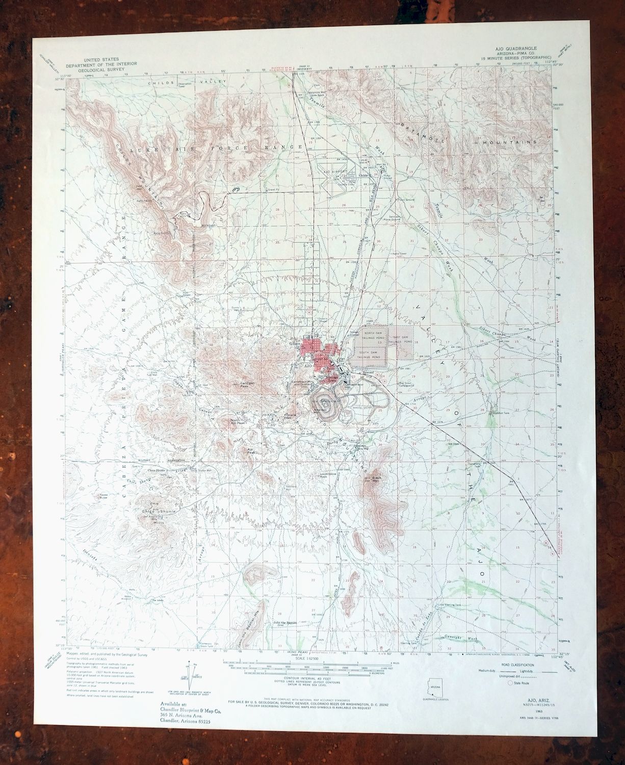 Ajo Arizona Batamote Mountains Childs USGS Topo Map 1969