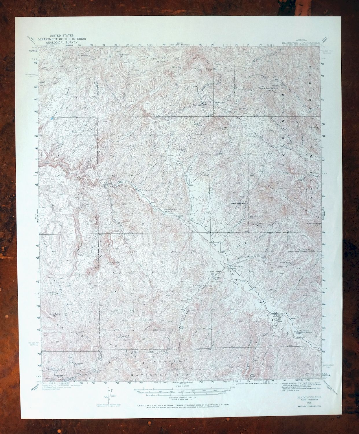 Klondyke Arizona USGS 15-Min Topographic Map 1971 Vintage