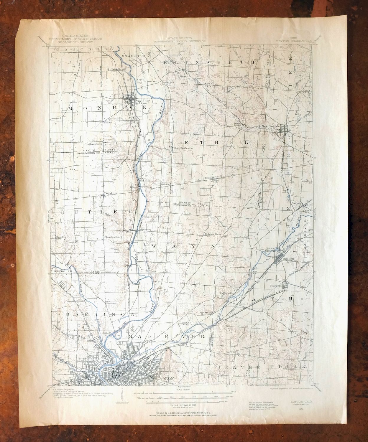 Dayton Ohio Beavercreek Fairborn USGS Topographic Map 1956
