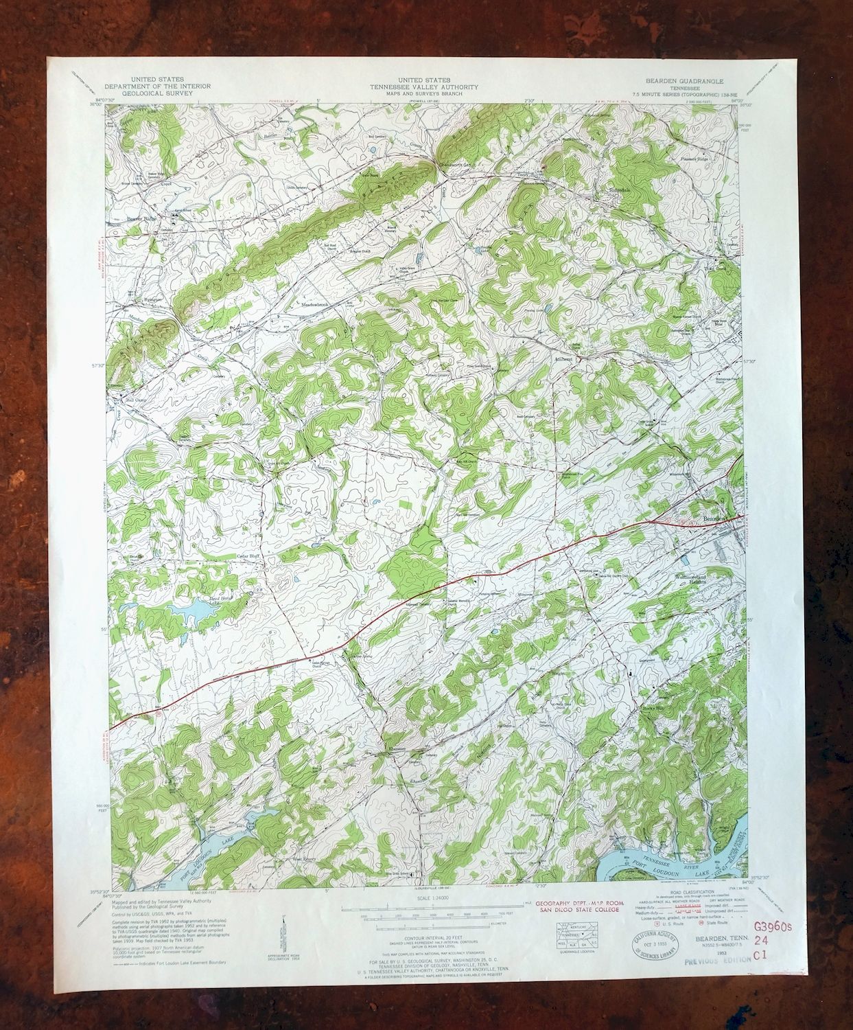 Bearden Tennessee Knoxville Alcoa USGS Topo Map 1968 Vintage