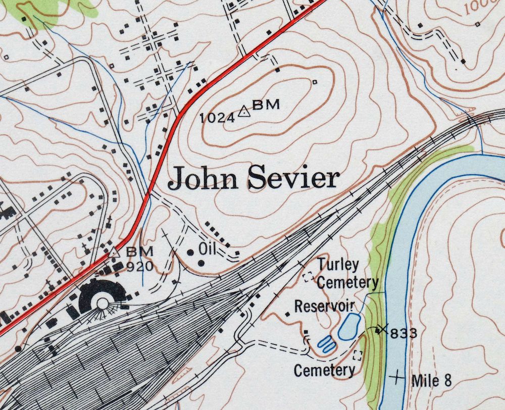 John Sevier Tennessee Knoxville Mascot USGS Topo Map 1955 - Image 2