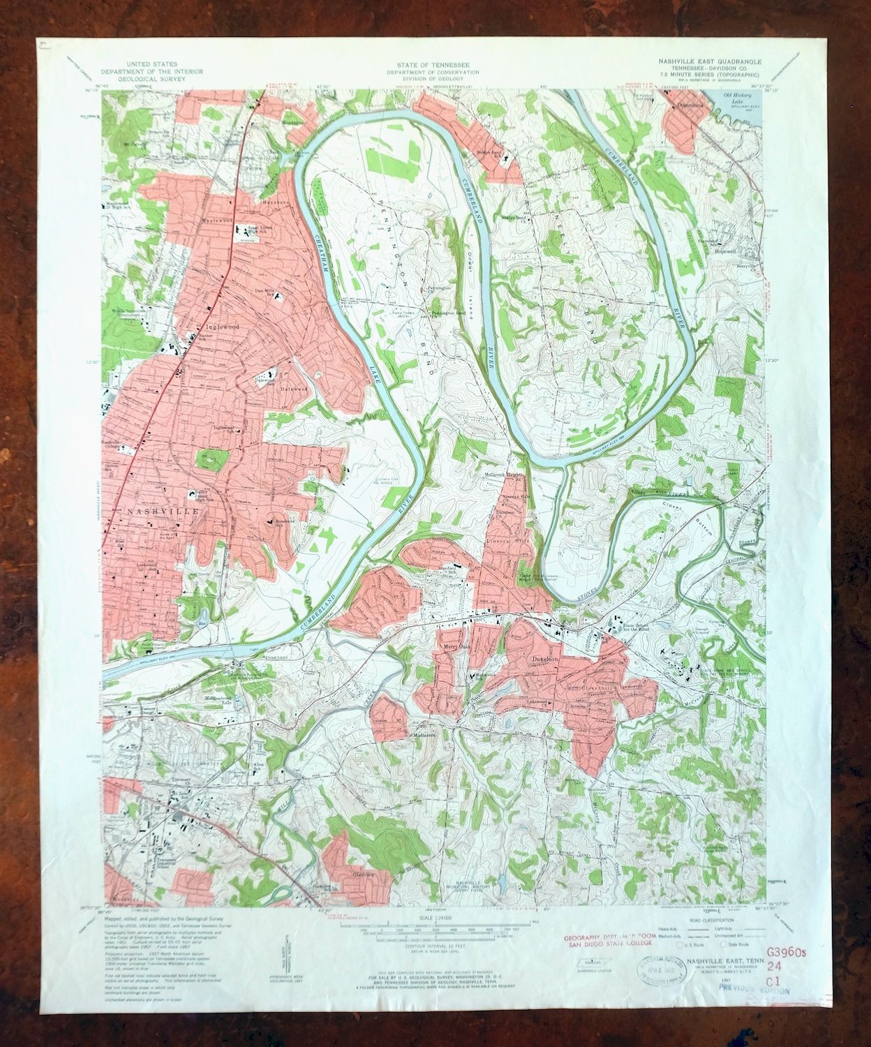 Nashville East Tennessee Lakewood USGS Topo Map 1959 Vintage
