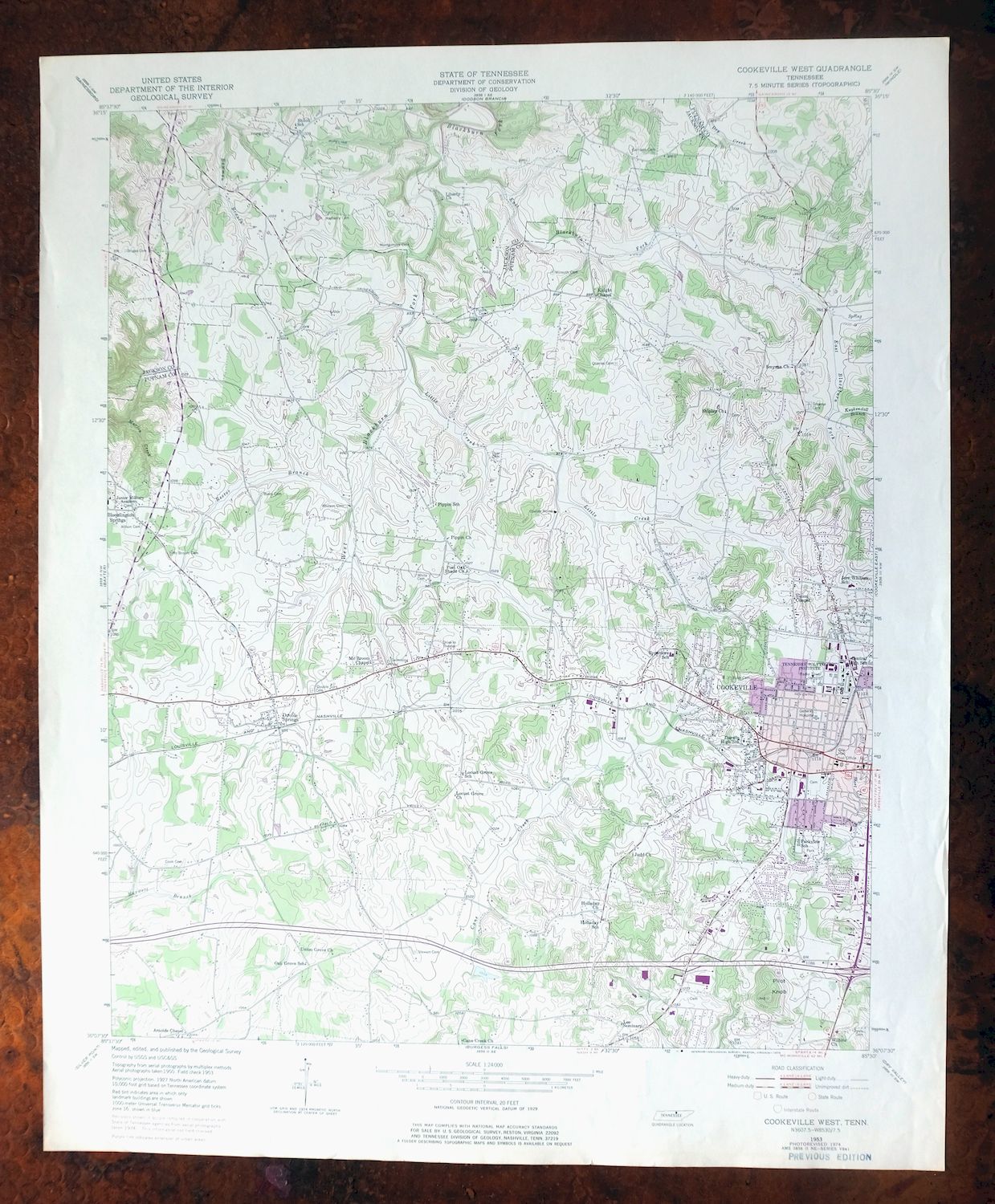 Cookeville West Tennessee Westgate Baxter USGS Topo Map 1975