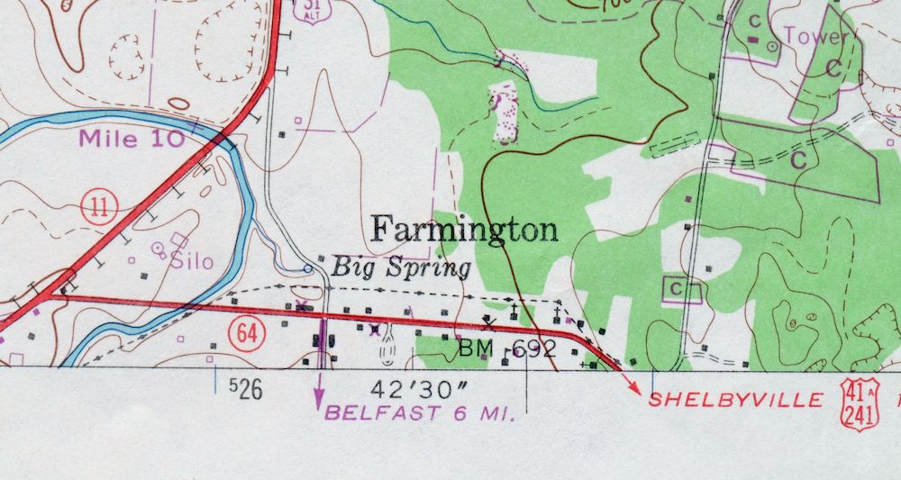 Farmington Tennessee Chapel Hill USGS Topo Map 1968 Vintage - Image 4