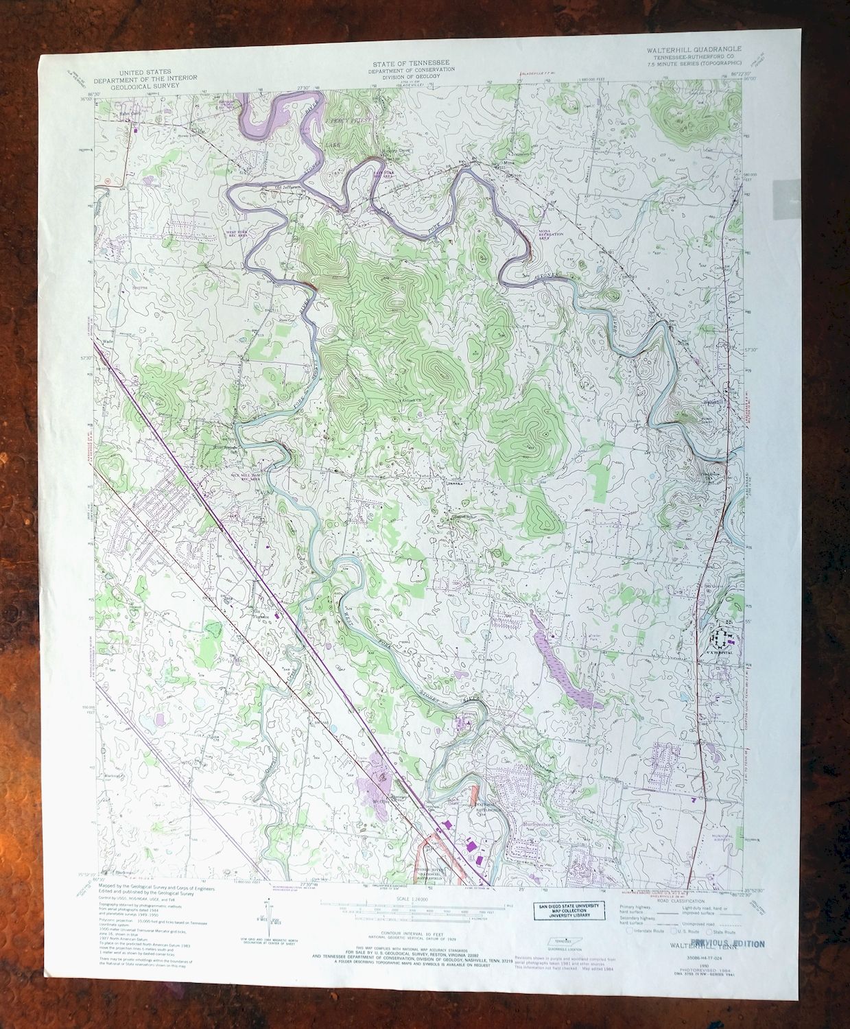 Walterhill Tennessee Murfreesboro Smyrna USGS Topo Map 1984