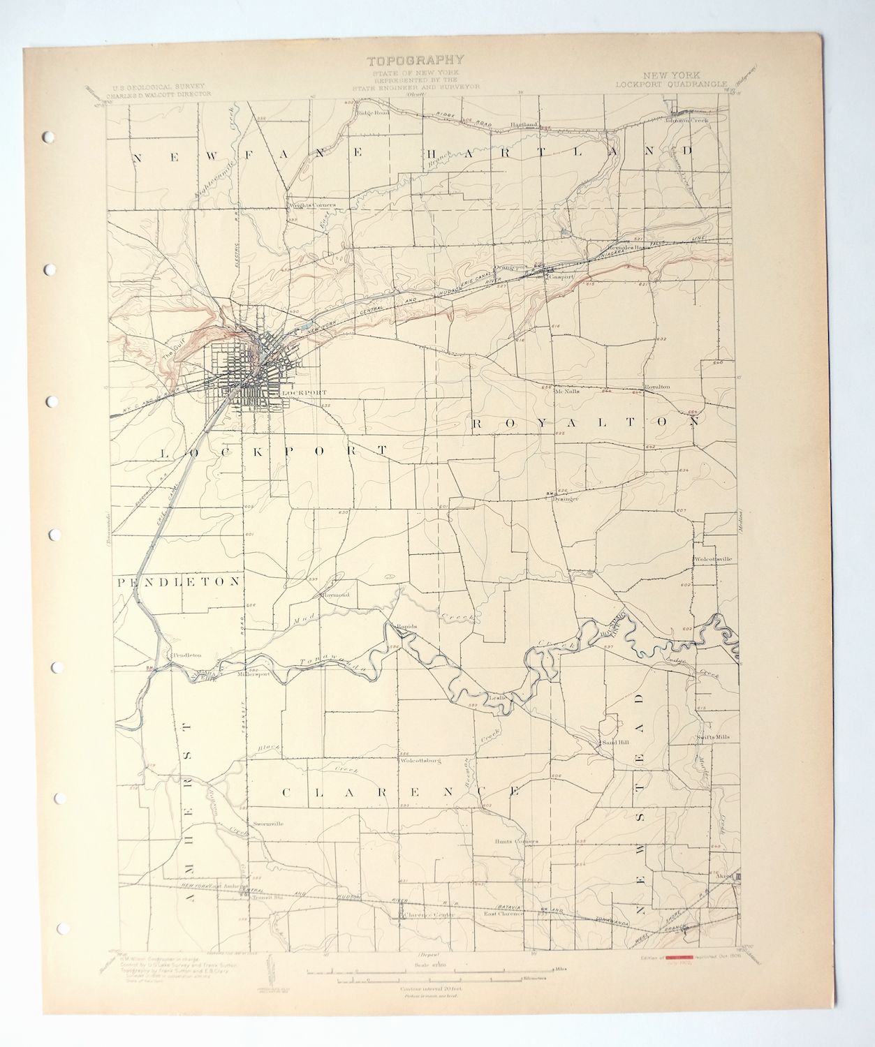 Lockport New York South Lockport Akron USGS Topo Map 1906