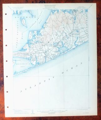 Sag Harbor New York Hampton Bays USGS Topo Map 1913 Antique