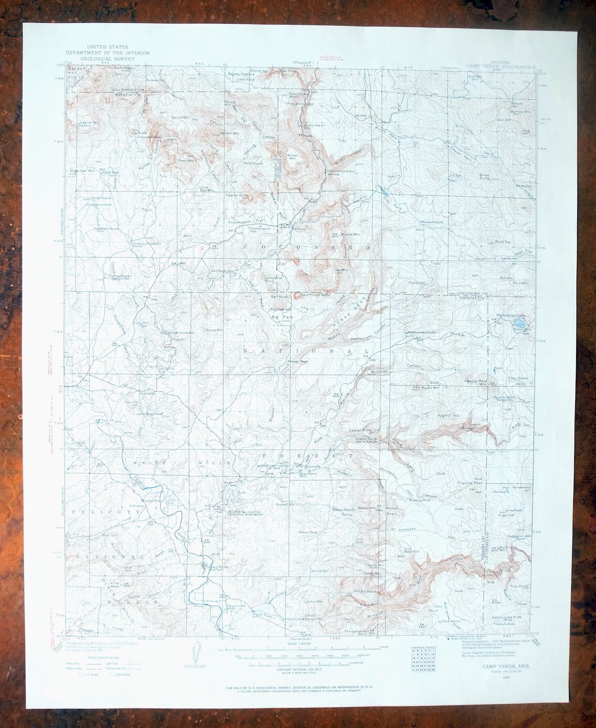 Camp Verde Arizona Cottonwood Sedona USGS Topo Map 1965