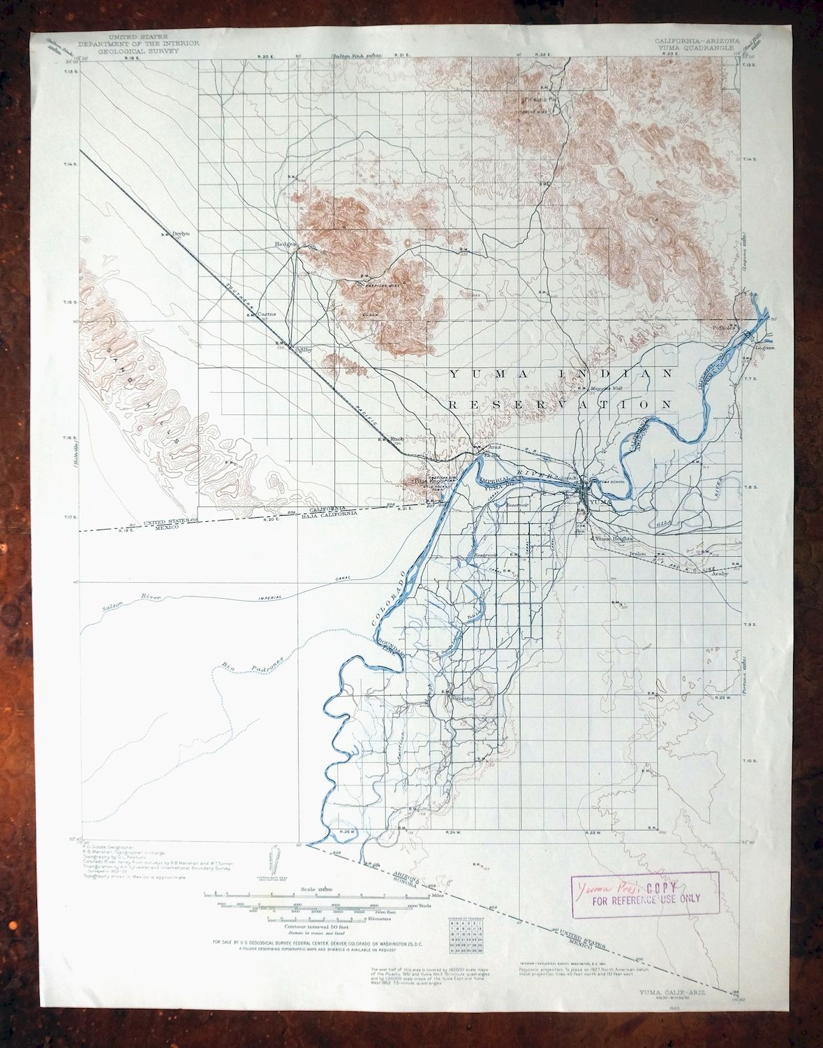Yuma California San Luis Somerton USGS Topo Map 1954 Vintage
