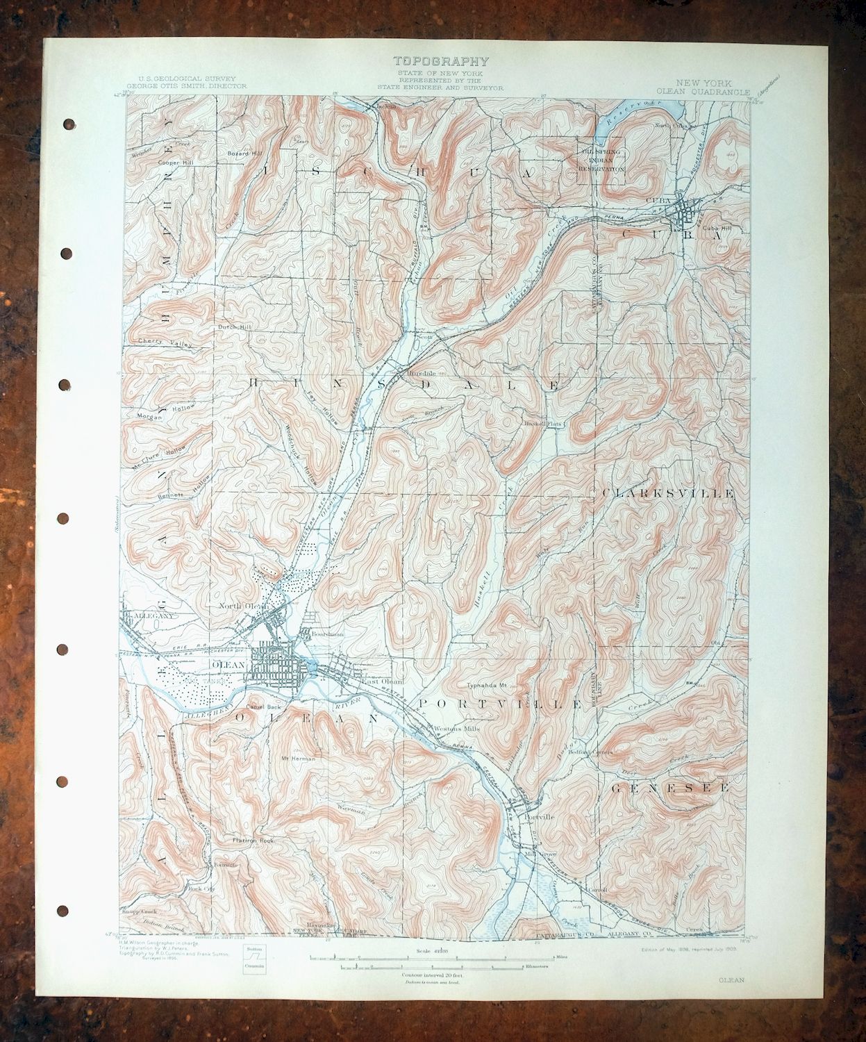 Olean New York Saint Bonaventure Allegany USGS Topo Map 1909