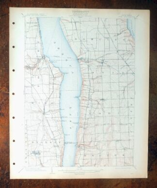 Ovid New York Seneca Lake Dundee USGS Topo Map 1909 Antique
