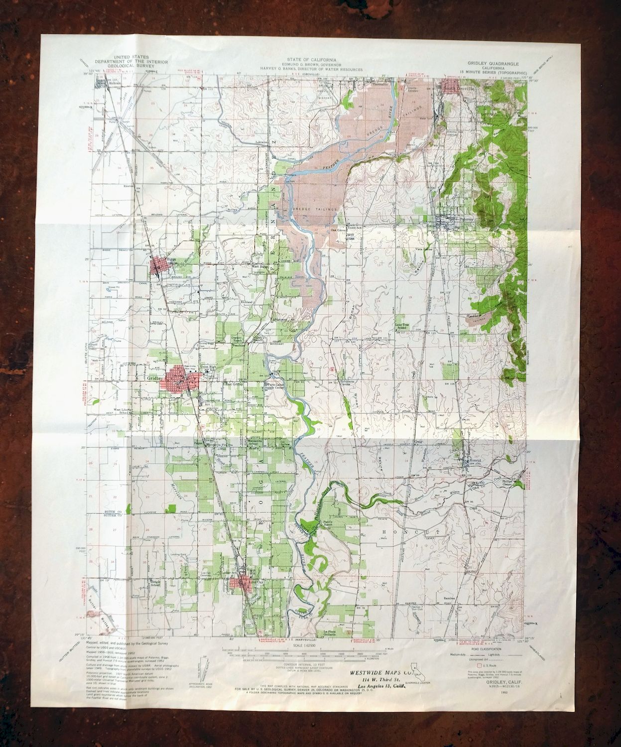 Gridley California Oroville Live Oak USGS Topo Map 1959