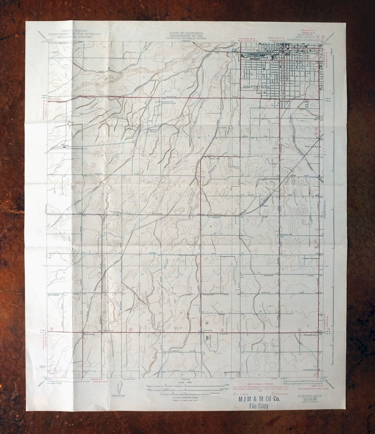Gosford California Bakersfield USGS Topo Map 1941 Antique