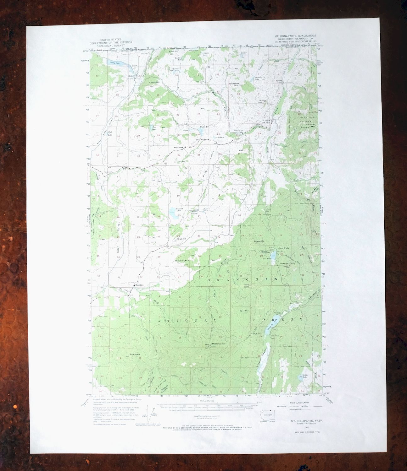 Mount Bonaparte Washington Molson Chesaw USGS Topo Map 1966