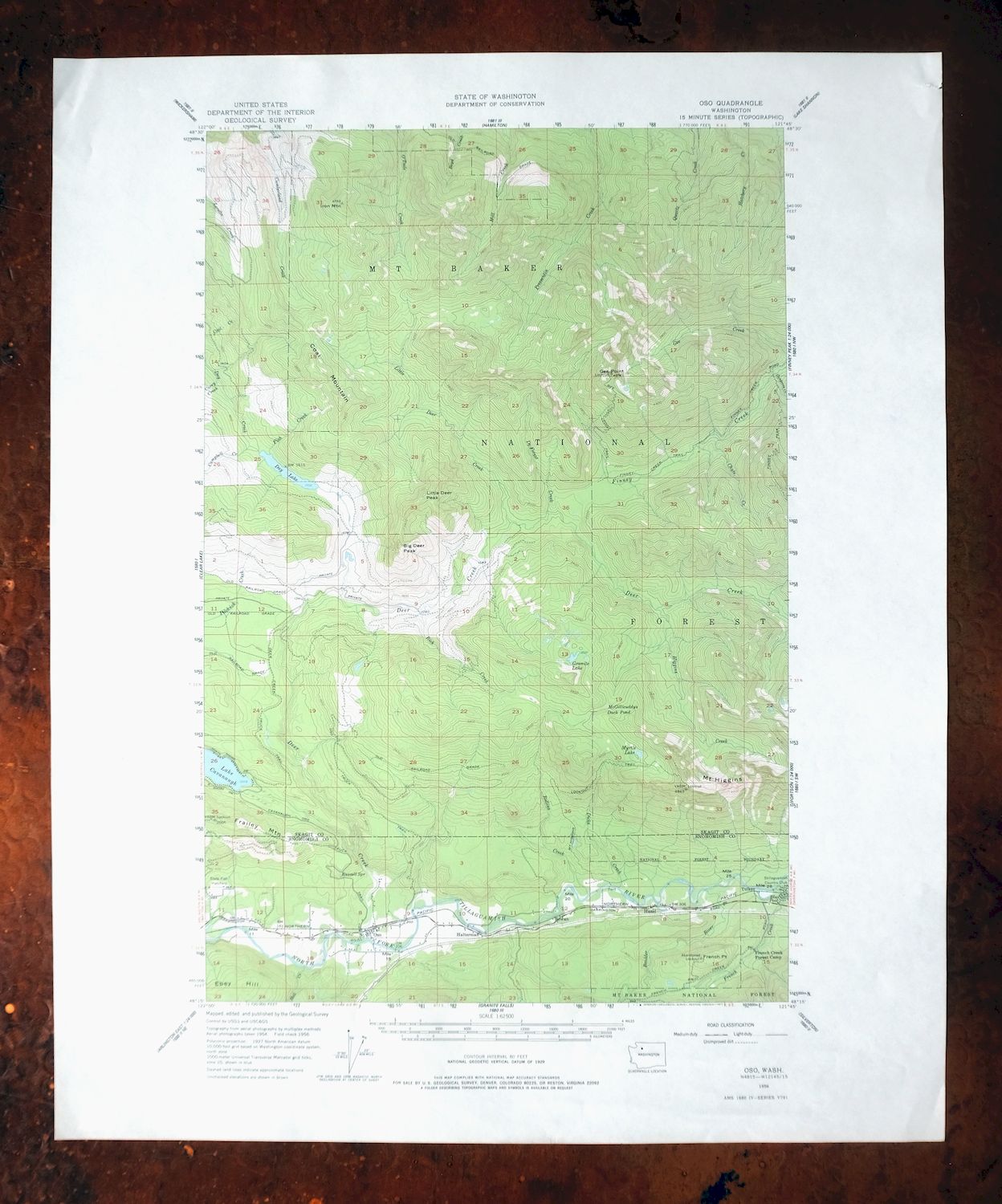 Oso Washington Lake Cavanaugh USGS Topo Map 1977 Vintage