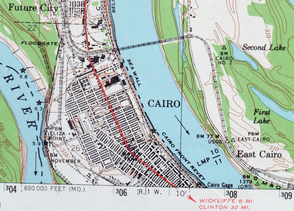 Cairo Illinois Mounds Barlow USGS Topo Map 1964 Vintage - Image 3