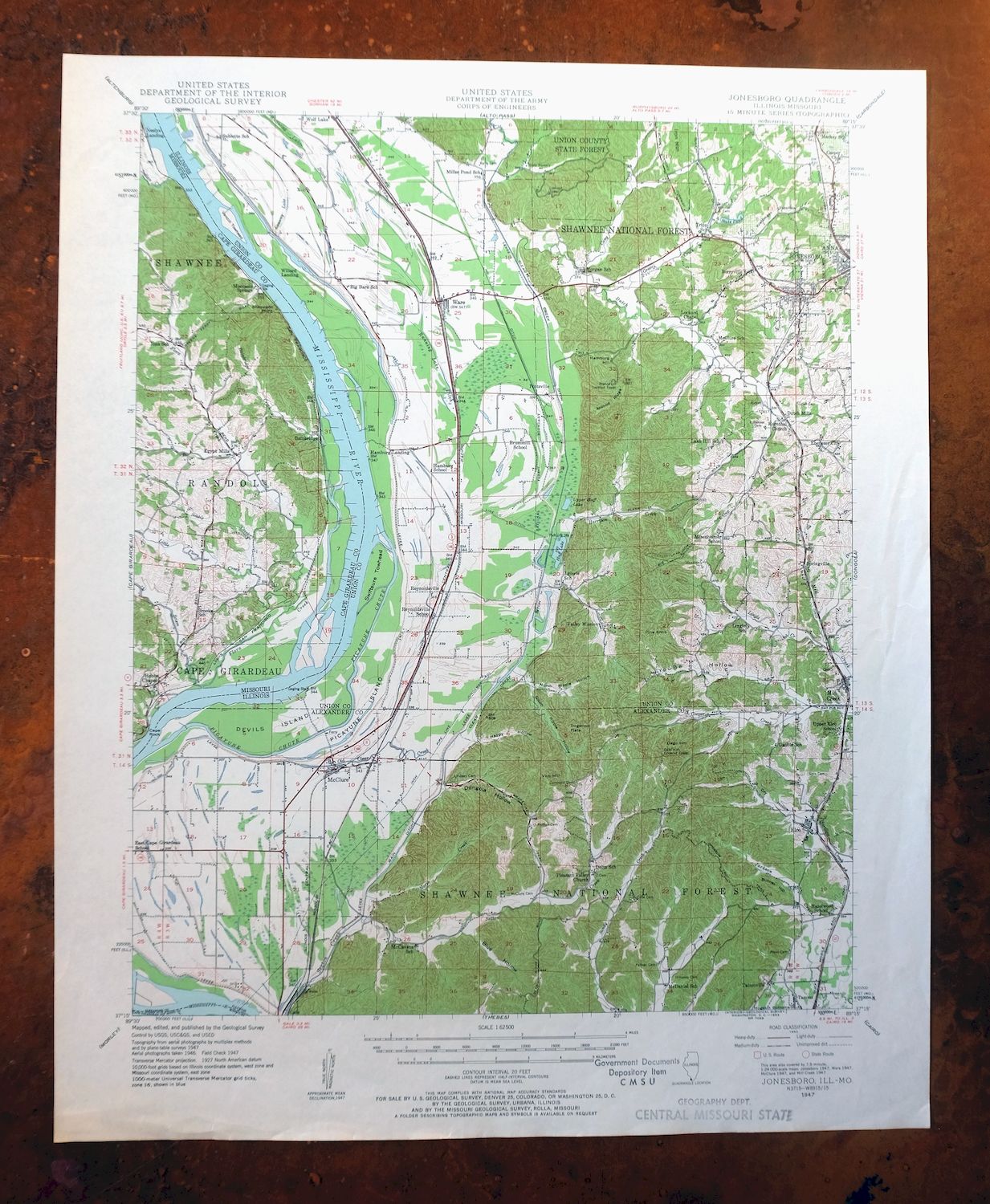 Jonesboro Illinois Cape Girardeau Anna USGS Topo Map 1963