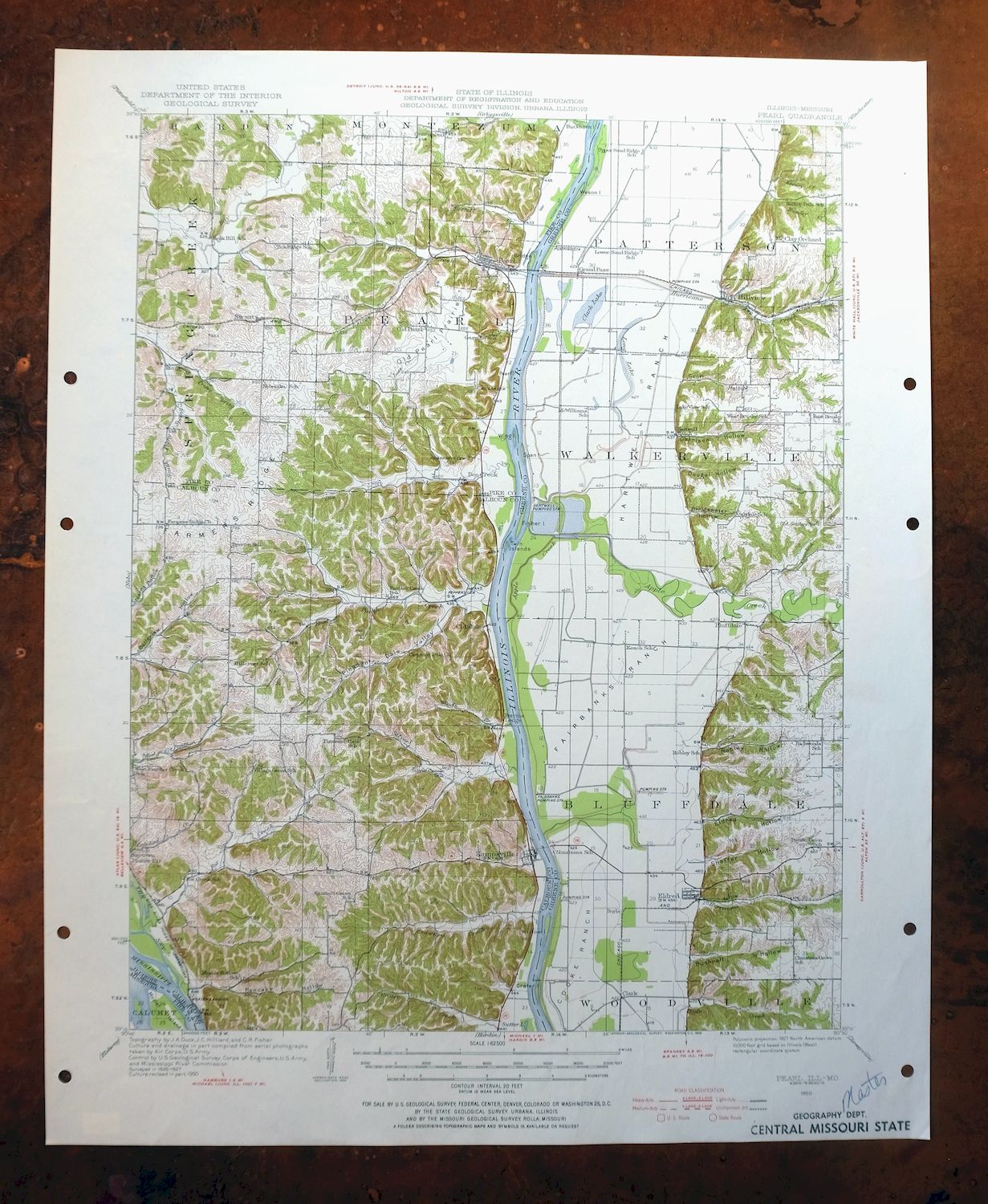 Pearl Illinois Kampsville Eldred USGS Topo Map 1956 Vintage