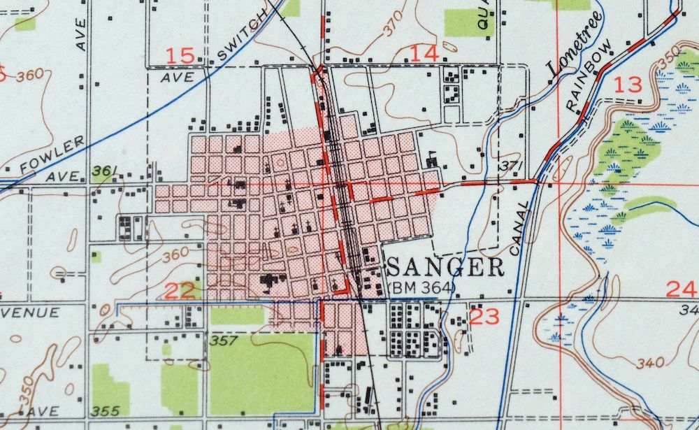 Selma California Fresno Sanger USGS Topo Map 1954 Vintage - Image 4