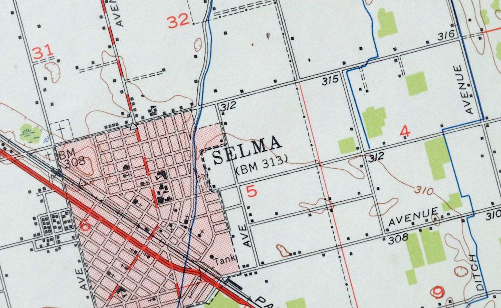 Selma California Fresno Sanger USGS Topo Map 1954 Vintage - Image 6