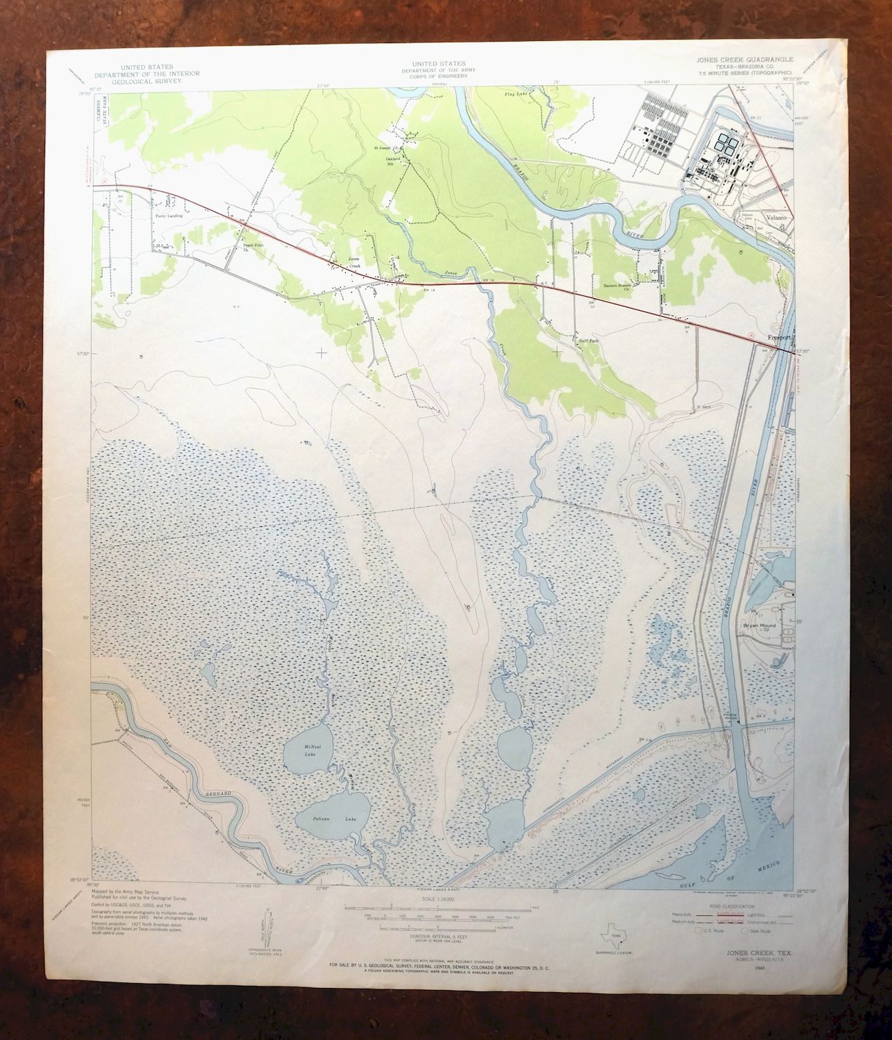 Jones Creek Texas Lake Jackson Freeport USGS Topo Map 1956