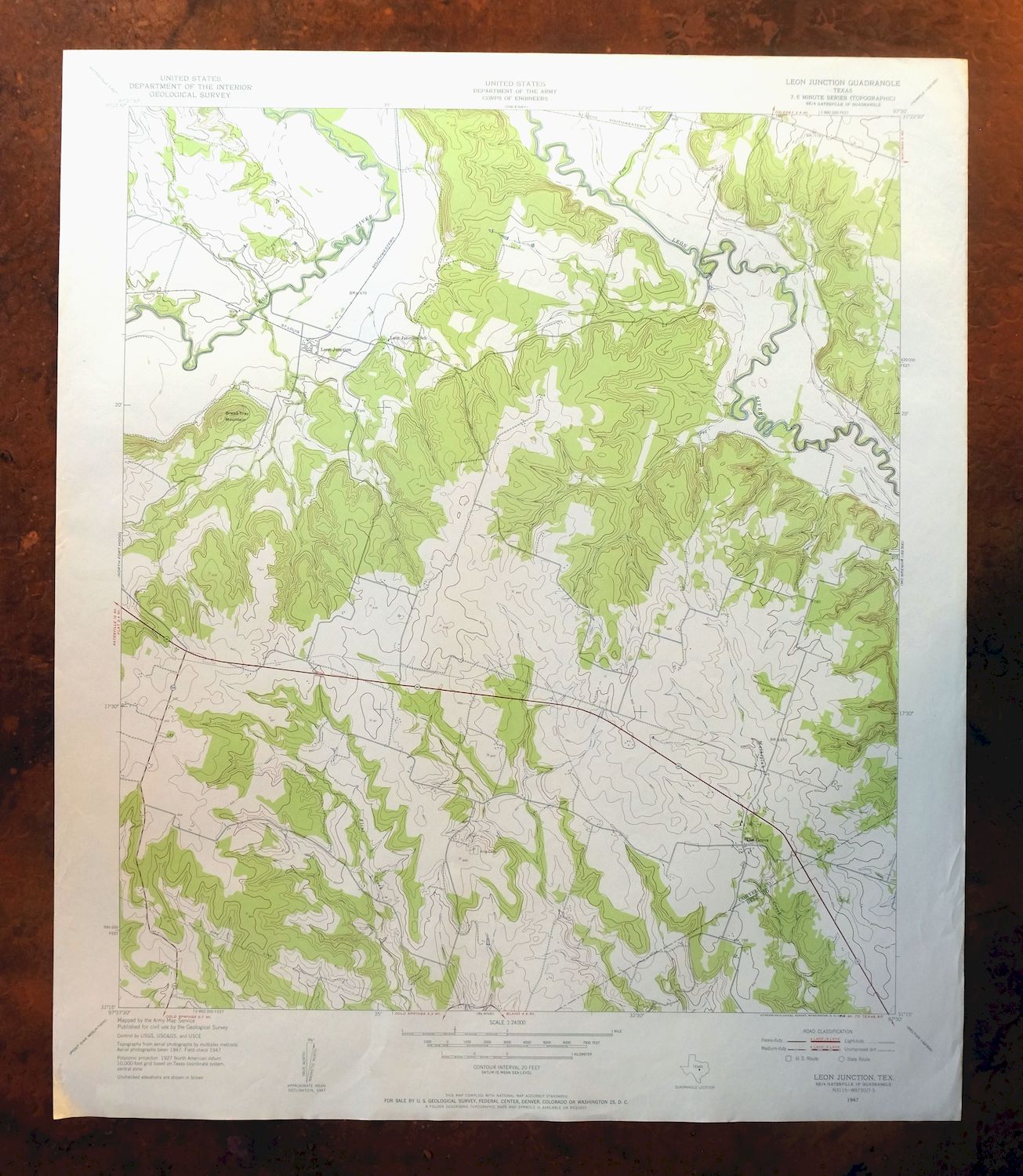 Leon Junction Texas The Grove USGS Topo Map 1953 Vintage