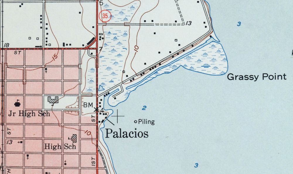 Palacios Texas USGS 7.5-Min Topographic Map 1953 Vintage - Image 2