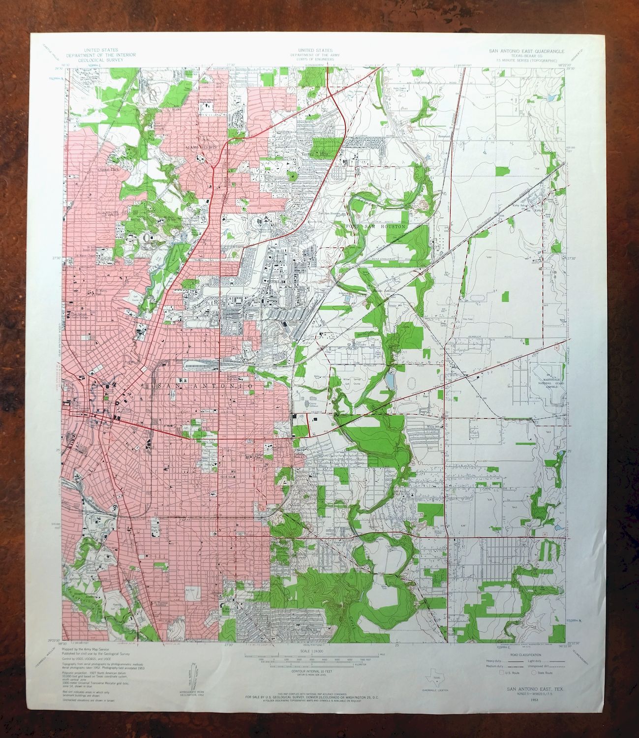 San Antonio East Texas Kirby Olmos Park USGS Topo Map 1959