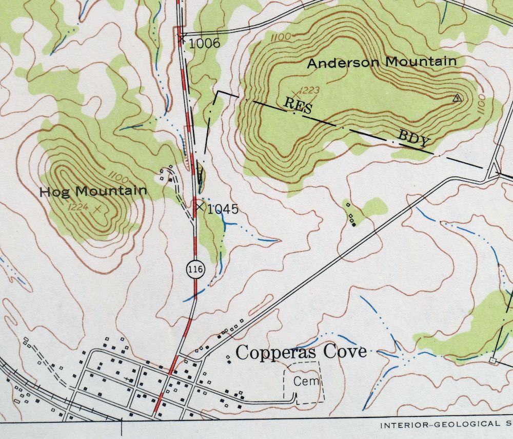 Twin Mountains Texas Copperas Cove USGS Topographic Map 1953 - Image 3