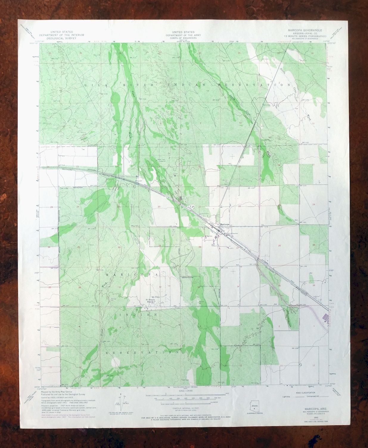Maricopa Arizona Ak-Chin Rancho El Dorado USGS Topo Map 1968 - Image 2