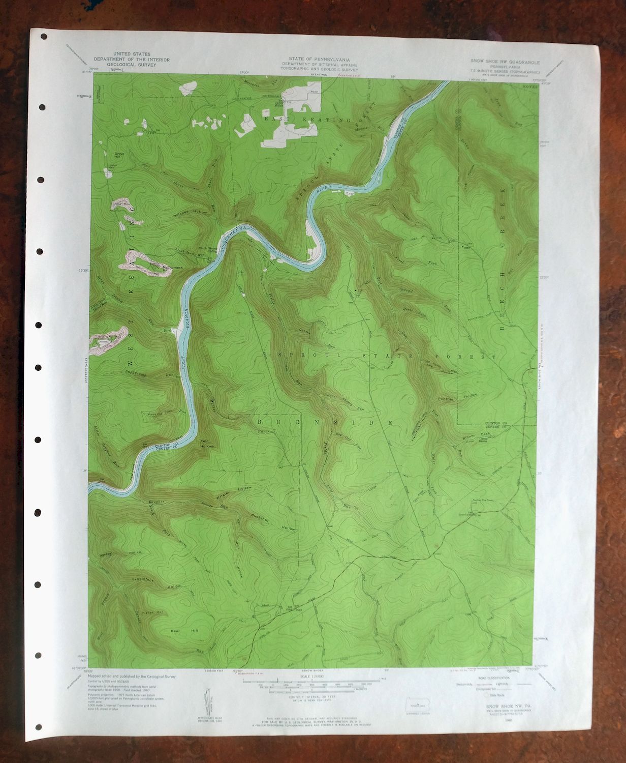 Snow Shoe NW Pennsylvania Sproul SF USGS Topo Map 1962