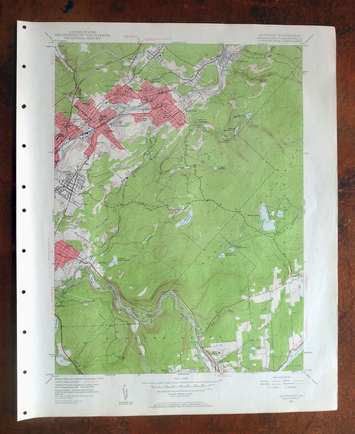 Olyphant Pennsylvania Scranton Dunmore USGS Topo Map 1960