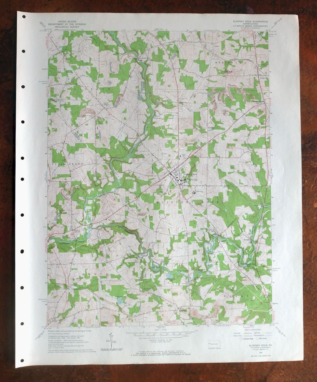 Slippery Rock Pennsylvania West Liberty USGS Topo Map 1964
