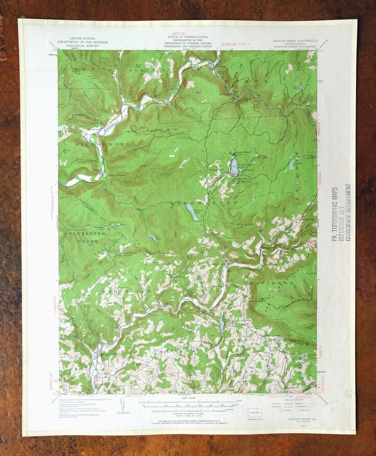 Eagles Mere Pennsylvania Laporte USGS Topographic Map 1961