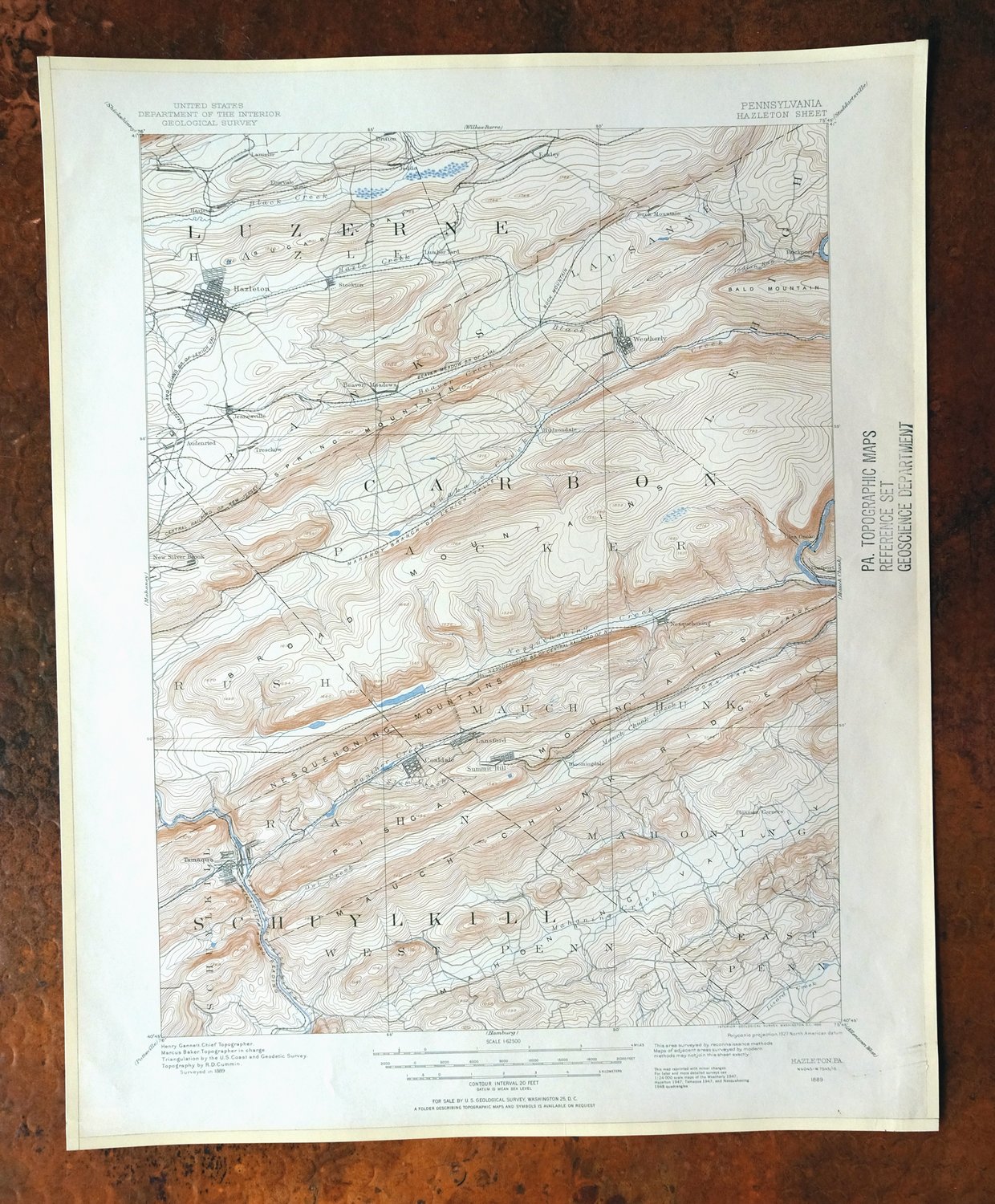 Hazleton Pennsylvania Lansford Tamaqua USGS Topo Map 1956