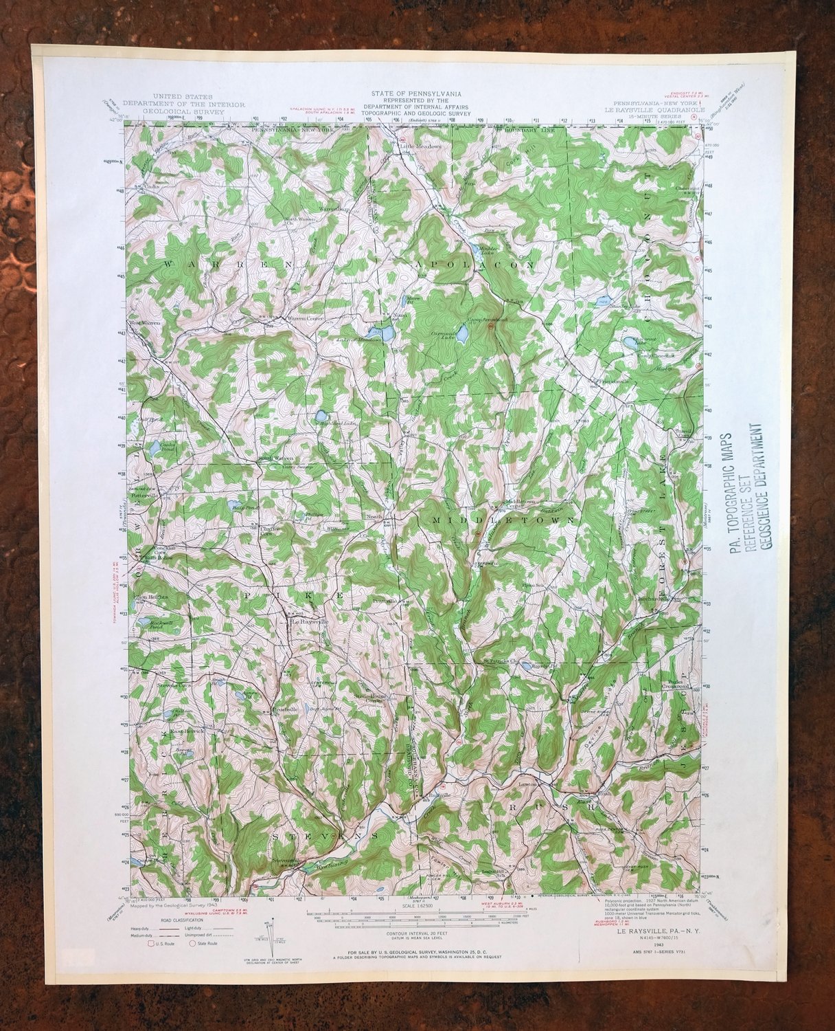 Le Raysville Pennsylvania Little Meadows USGS Topo Map 1965
