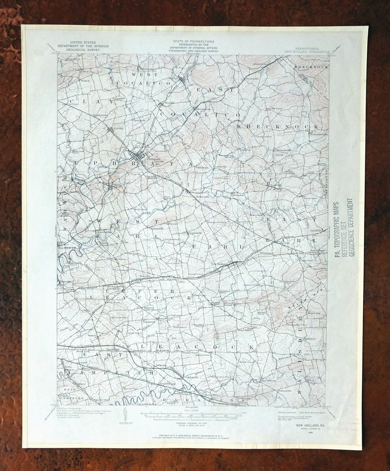 New Holland Pennsylvania Ephrata Akron USGS Topo Map 1962