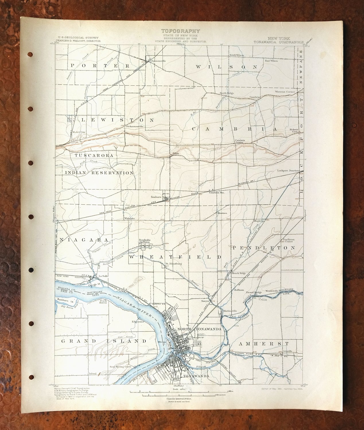 Tonawanda New York Niagara Falls Shawnee USGS Topo Map 1905